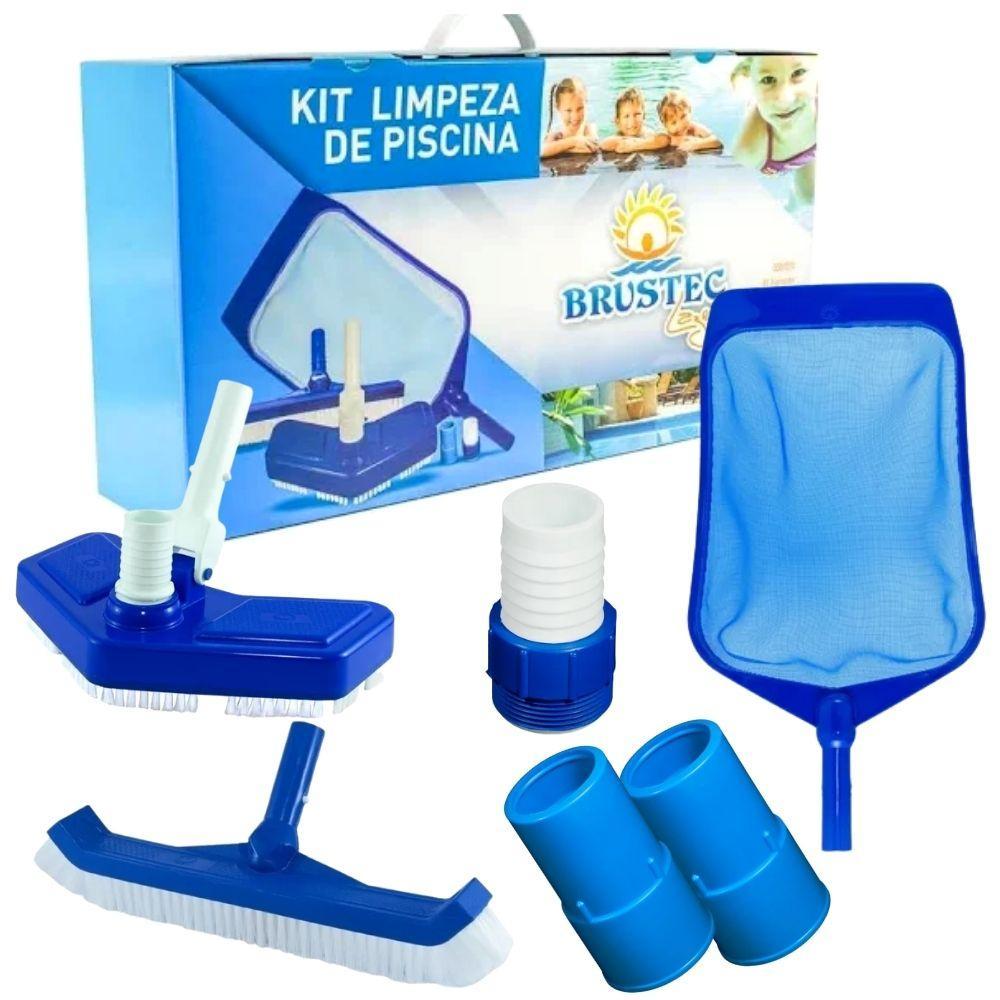 Kit Acessórios Limpeza Piscina Fibra, Alvenaria E Vinil