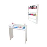 Mesa De Apoio Cromada 84cm - Mdf 15mm - Vidro Temperado