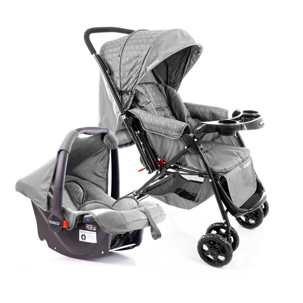 Carrinho De Bebê Travel System Reverse Duo Cosco Kids - Cinza Rajado