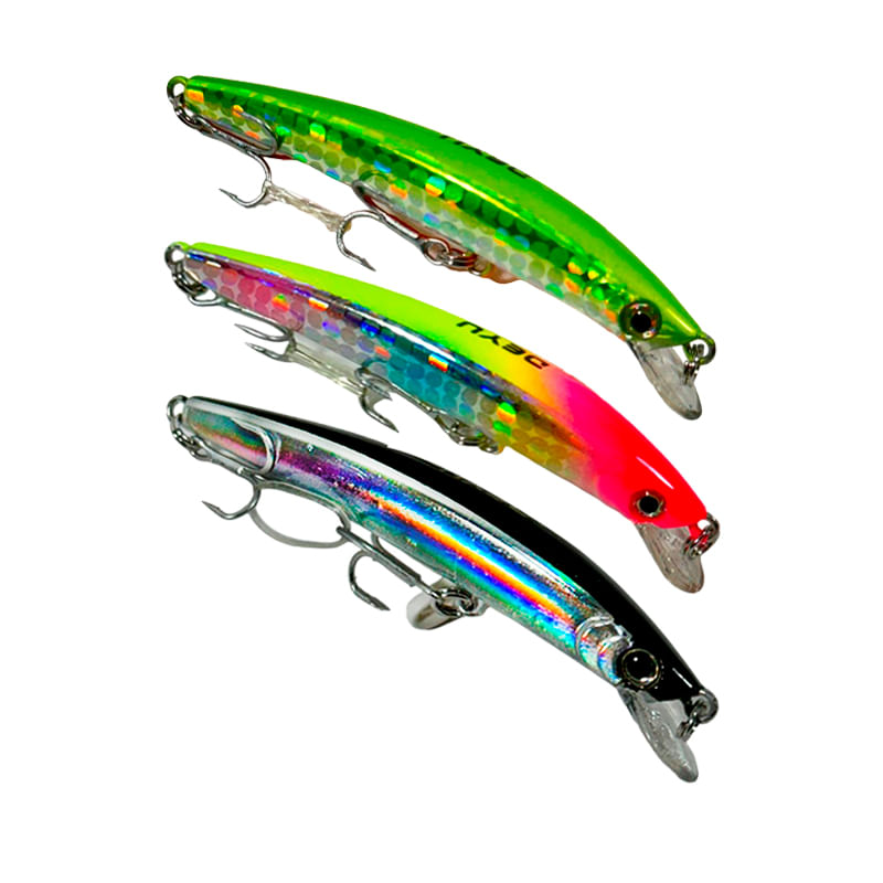 Kit 3un Isca Artificial P/ Pesca Meia Agua Barbela Curta 2 Garateias 7cm 7.5g