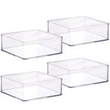 Organizador De Plástico Acrílico 14,6 X 14,6 X 5,45 Cm H1 4 Unidades Plasutil Ref.15449