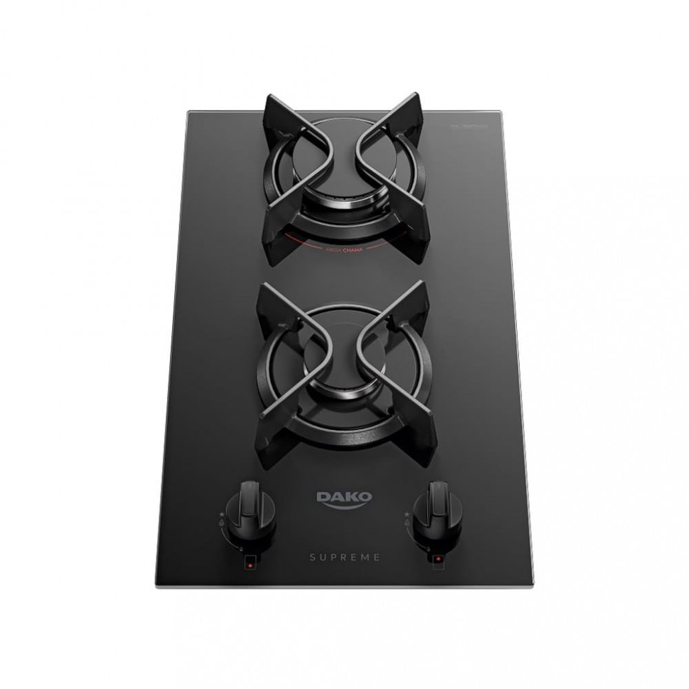 Cooktop 2 Bocas Dako Preto - Supreme - Gás Bivolt - 300001671 Cooktop 2 Bocas Dako Preto - Supreme - Gás Bivolt - 300001671