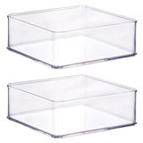 Organizador De Plástico Acrílico 14,6 X 14,6 X 5,45 Cm H1 2 Unidades Plasutil Ref.15449