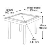 Mesa De Lazer Quadrada Multiuso Desmontável Branca Arqplast