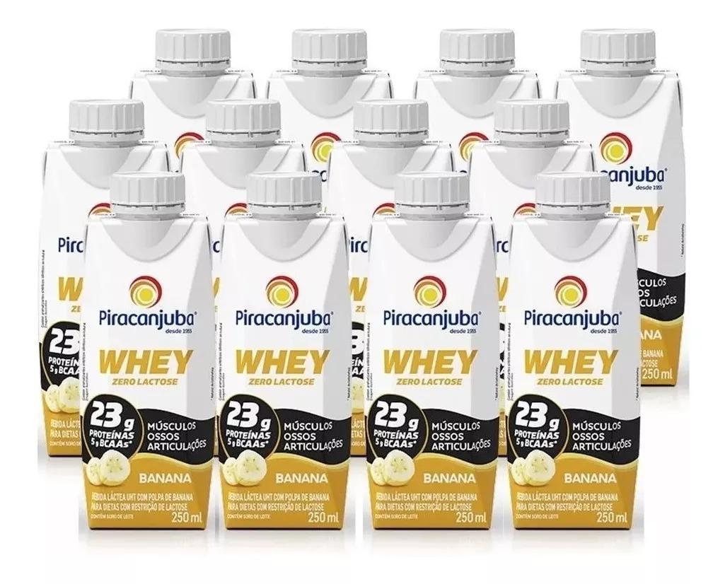 Kit 12 Whey Protein Zero Lactose Piracanjuba Banana