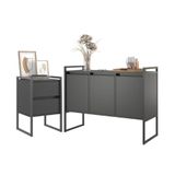 Conjunto Buffet E Gaveteiro Industrial Paris Preto Onix