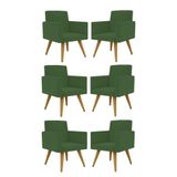 Kit 06 Cadeiras Poltronas Decorativa - Escritório - Recepção Cor:verde