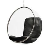 Poltrona Bubble Chair Acrilico Com Estofado Couro Natural Preto Cor Preto