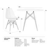 Mesa Redonda Eames 100cm Branco + 6 Cadeiras Vermelho