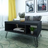 Mesa De Centro Liberty Preto Com 2 Nichos E Pés - Artely