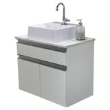 Balcão Banheiro Milão Com Tampo E Cuba - Mdf Branco 62cm