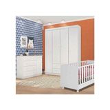 Quarto Infantil Berço Doce Sonho Com Cômoda E Guarda Roupa Infantil Elisa Cor Branco - Phoenix