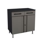 Balcão Multiuso P-área Serviço Multibox Aço 2 Portas C-chave E 2 Gavetas C-tampo 80cm Preto-cinza