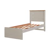Cama Solteiro Barcelona Off White E Madeira