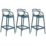 Kit 3 Banquetas Altas Masters Allegra 76 Cm Azul Petróleo