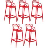 Kit 5 Banquetas Altas Masters Allegra 76 Cm Vermelho Vermelho