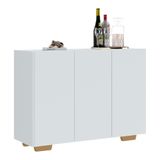 Aparador Buffet 3 Portas Com Pés Quadrados Veneza Multimóveis V1010 Branco/natural Branco/natural