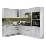 Cozinha Completa De Canto Mdf Madesa Acordes Branco Brilho