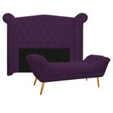 Cabeceira E Calçadeira Veneza 195 Cm King Size Suede Roxo