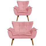 Kit 1 Namoradeira E 1 Poltrona Opala Suede Rose
