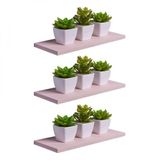 Kit 3 Prateleiras 40 X 15cm Rosa Claro Suporte Invisível