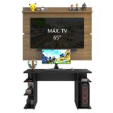 Mesa Para Computador Gamer E Painel Tv - Preto/rustic