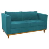 Sofá 2 Lugares Europa Suede Azul Turquesa