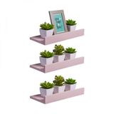 Kit 3 Prateleiras Porta Quadros 40 X 15cm Rosa Claro