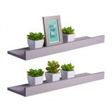 Kit 2 Prateleiras Porta Quadros 60 X 10cm Cinza Claro