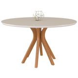 Mesa Sala De Jantar Redonda Tampo De Vidro 130cm Off White