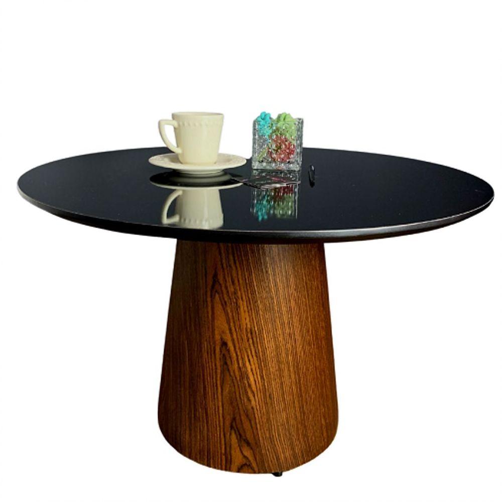 Mesa De Centro Cone Tampo 50 Cm Em Mdf Laqueado E Base Em Madeira Natural  Pau Ferro Cor Preto - Carrefour