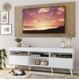 Rack Painel E Suporte Tv 65 Branco Rustic Londres Pés Branco