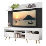 Rack Com Painel Tv 65 Com Prateleira E Pés Retrô