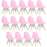 Kit 14 Cadeiras Charles Eames Eiffel Dsw Com Pés De Madeira Clara Rosa Claro