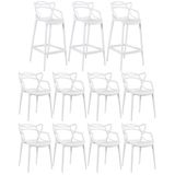 Kit 8 Cadeiras + 3 Banquetas Altas Masters Allegra Branco Branco