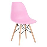 Cadeira Charles Eames Eiffel Dsw Com Pés De Madeira Clara Rosa Claro