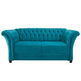 Namoradeira Chesterfield Sofia Suede Azul Turquesa