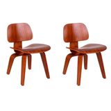 Conjunto com 2 Cadeiras Eames Walnut Madeira