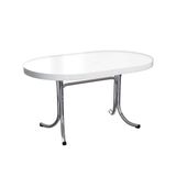 Mesa De Cozinha Extensível Oval Mascavo Branca E Cromada 137 Cm