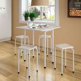 Conjunto De Mesa De Cozinha Dobrável Com 4 Lugares Asti Branco E Narita