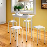 Conjunto De Mesa De Cozinha Dobrável Com 4 Lugares Asti Branco