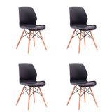 Conjunto Com 4 Cadeiras Eames Eiffel Rubi Preto