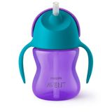 Copo Philips Com Canudo Curvado 200Ml Azul e Roxo