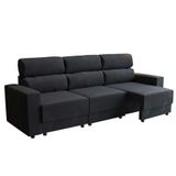 Sofá 3 Lugares Retrátil E Reclinável Videira Suede Preto 210 Cm