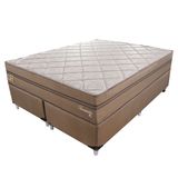 Cama Box com Colchão Queen Toronto Mola Ensacada (70x158x198) Dourado e Bege