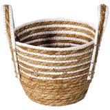 Cesto Multiuso De Fibra Natural Com Alça 19x15cm Det. Branco