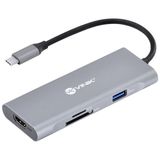 Hub usb tipo c / type c  7 em 1 com 3 usb 3.0 + leitor de cartão sd/tf + hdmi + tipo c com power del