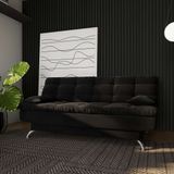 Sofá-Cama Casal 3 Lugares Excelencia Suede Pés de Metal Preto