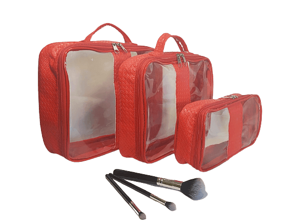 Conjunto De Necessaire Com 3 Peças Transparente Luxo