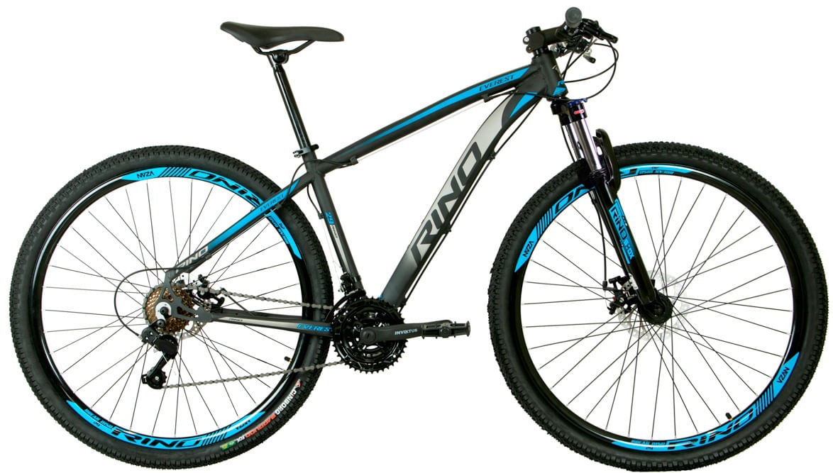 BICICLETA ARO 29 RINO EVEREST 24 VELOCIDADES - FREIO HIDRAULICO - PRETO/AZUL, 17